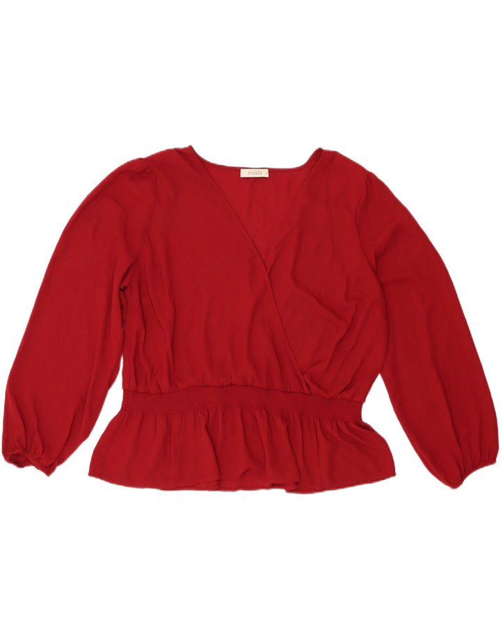 Oasis Womens Long Sleeve Blouse Top UK 22 3XL Burgundy Polyester