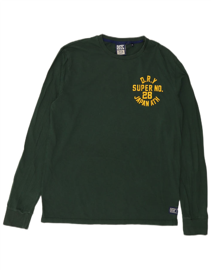 Superdry Mens Graphic Top Long Sleeve XL Green Cotton