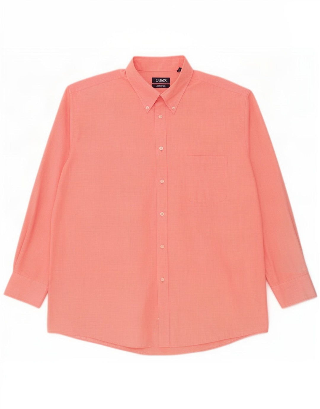 Chaps Mens Classic Fit Shirt Size 18 2XL Pink Houndstooth Cotton