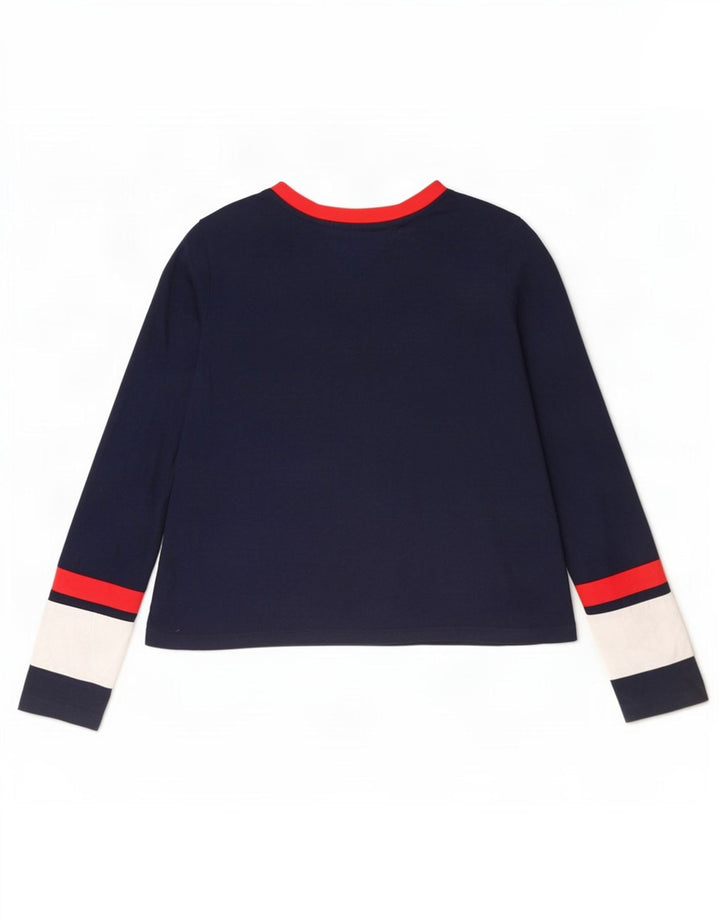 Tommy Hilfiger Womens Top Long Sleeve UK 12 Medium Navy Blue Colourblock