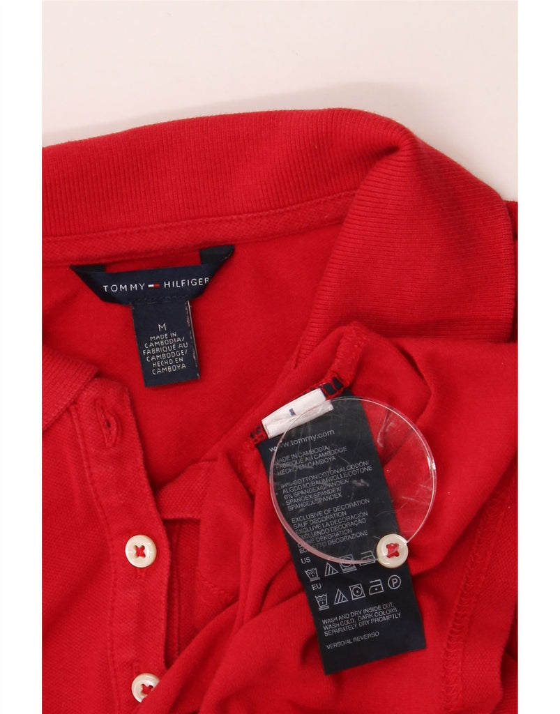 TOMMY HILFIGER Womens Polo Shirt UK 14 Medium Red Cotton Vintage Tommy Hilfiger and Second-Hand Tommy Hilfiger from Messina Hembry 