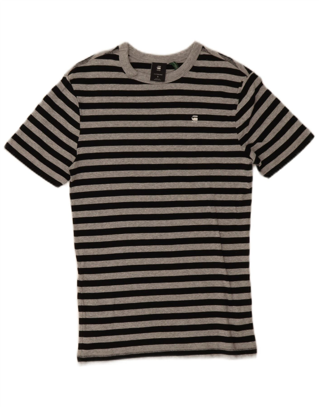 G-STAR Mens T-Shirt Top Small Black Striped Cotton