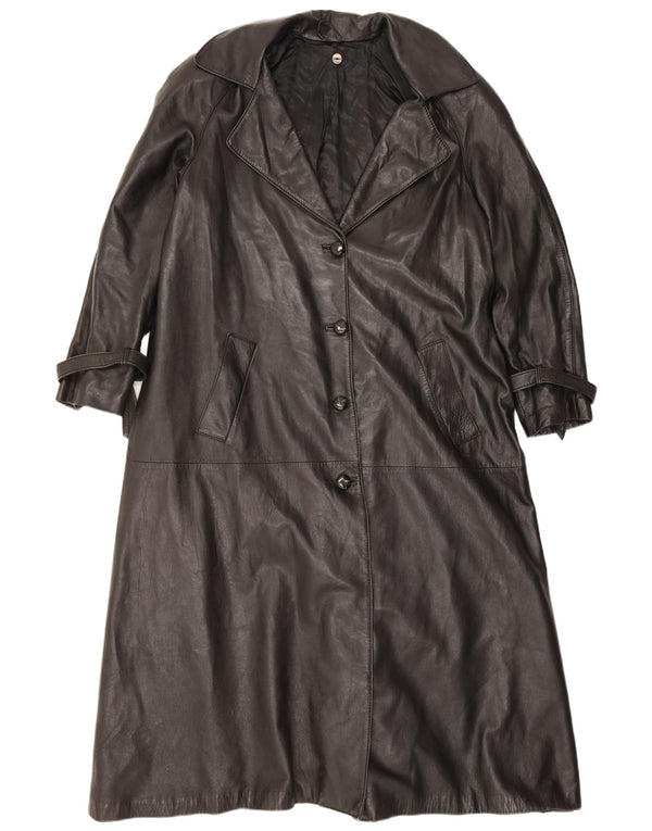 Sacip Womens Leather Coat IT 42 Medium Black