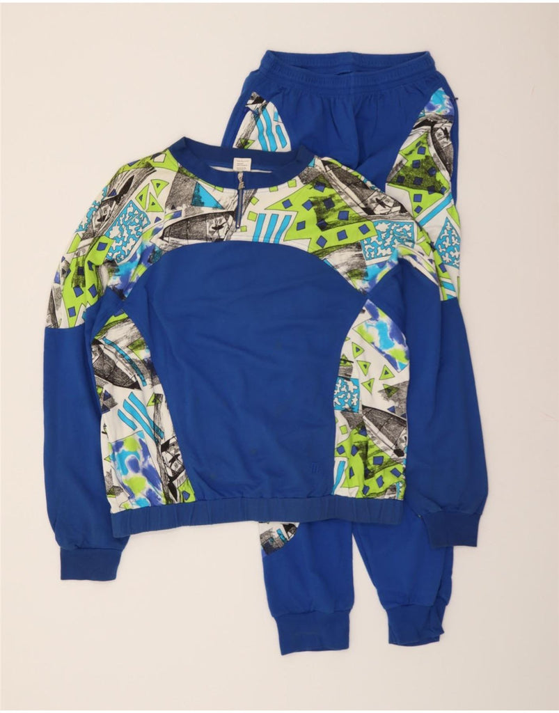 MEDICO Mens Full Tracksuit Large  Blue Geometric Cotton Vintage Medico and Second-Hand Medico from Messina Hembry 
