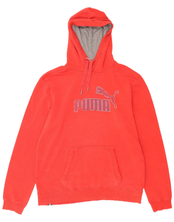 Puma Mens Graphic Hoodie Jumper Large Red Cotton