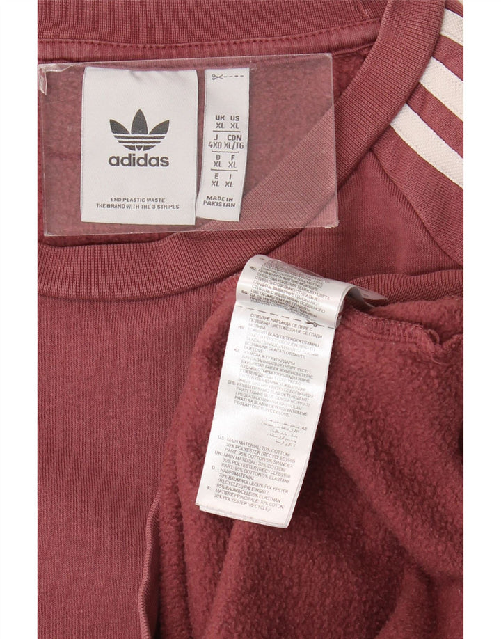 Adidas Mens Sweatshirt Jumper XL Maroon Cotton