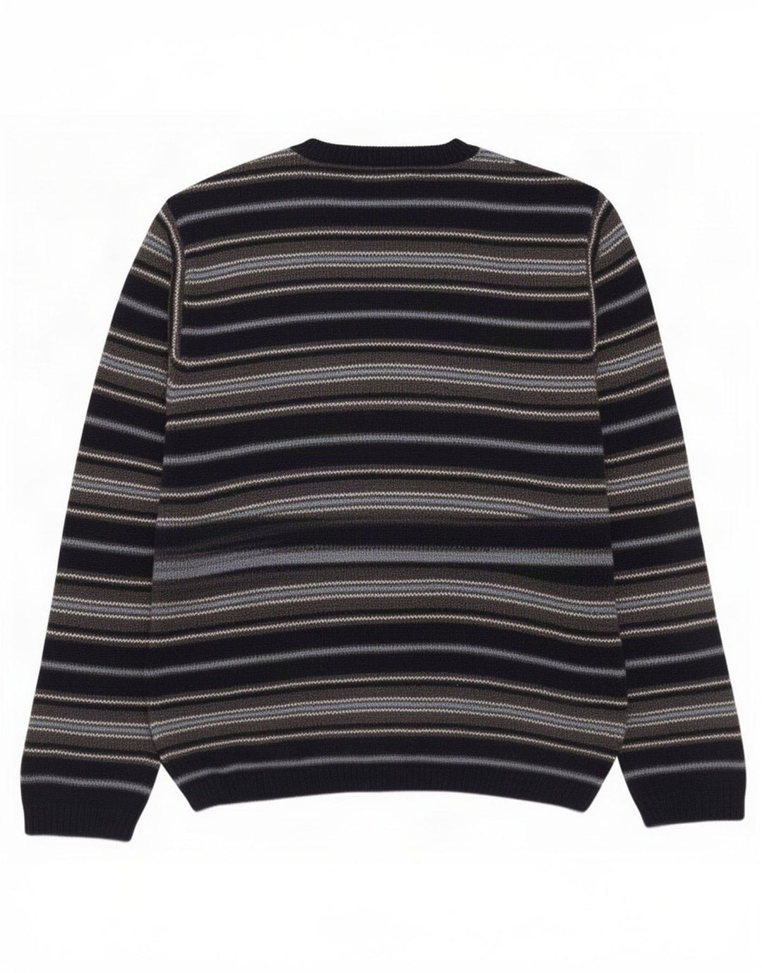 Nautica Mens Crew Neck Jumper Sweater Medium Navy Blue Striped Cotton