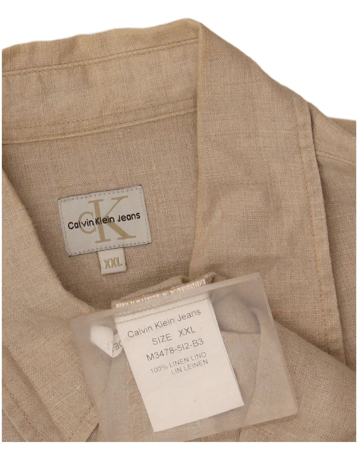 Calvin Klein Jeans Mens Shirt 2XL Beige Linen