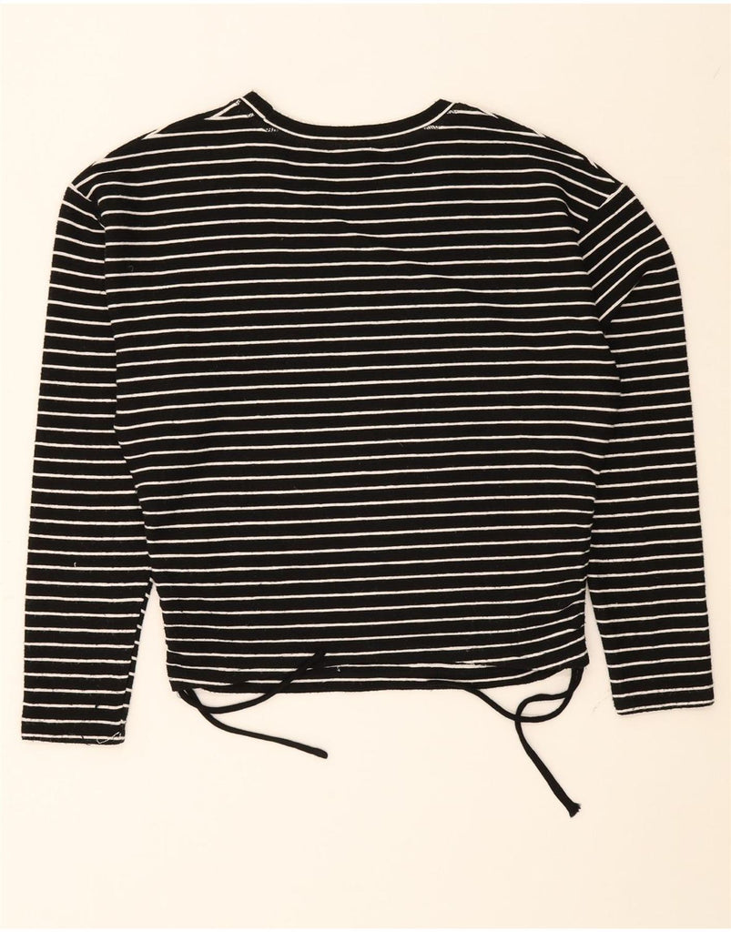 ZARA Womens Crop Top Long Sleeve UK 16 Large Black Striped Polyester Vintage Zara and Second-Hand Zara from Messina Hembry 