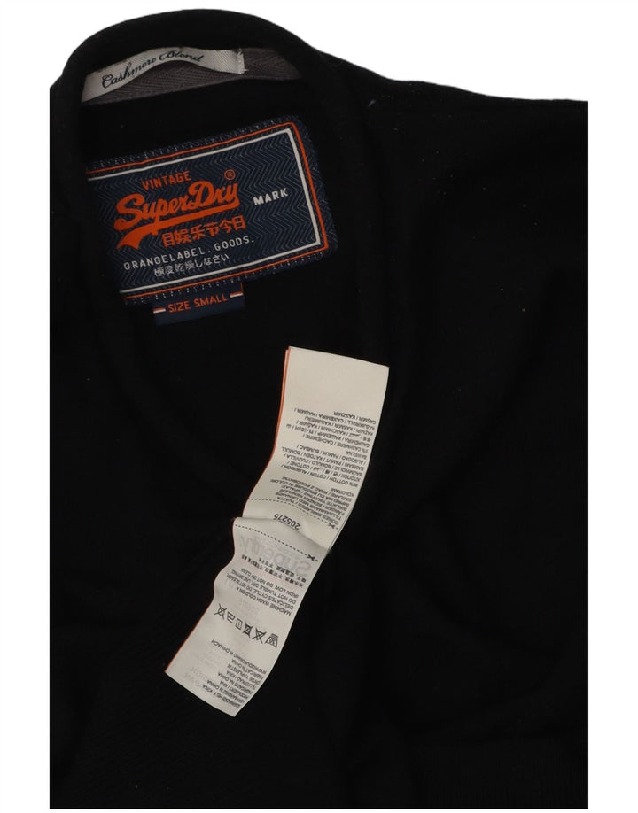Superdry Mens Crew Neck Jumper Sweater Small Black Cotton