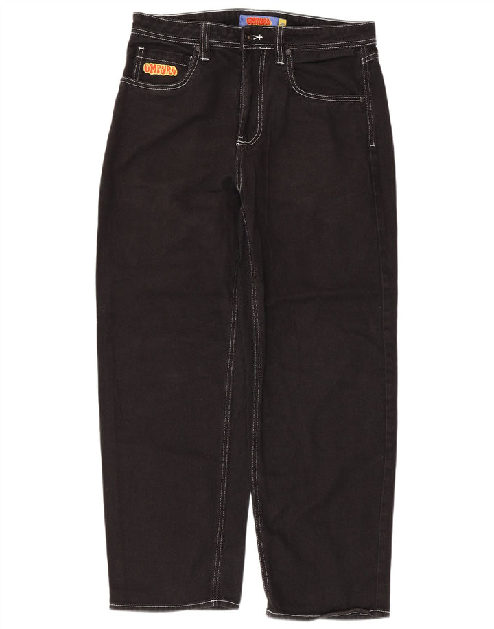 VINTAGE Mens Tapered Jeans W30 L28 Black Cotton