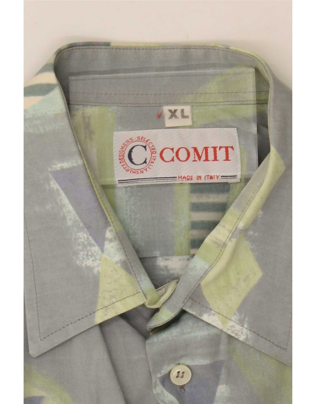 Vintage Mens Abstract Pattern Shirt XL Grey Viscose