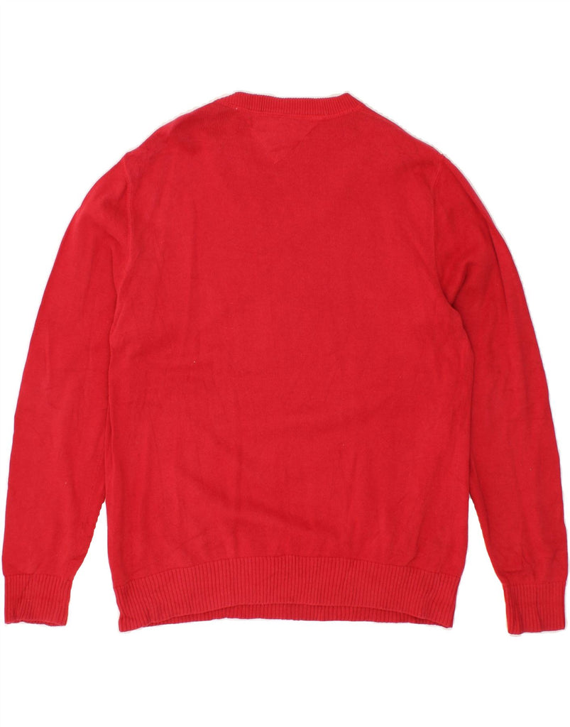 TOMMY HILFIGER Mens Crew Neck Jumper Sweater Large Red Cotton | Vintage Tommy Hilfiger | Thrift | Second-Hand Tommy Hilfiger | Used Clothing | Messina Hembry 