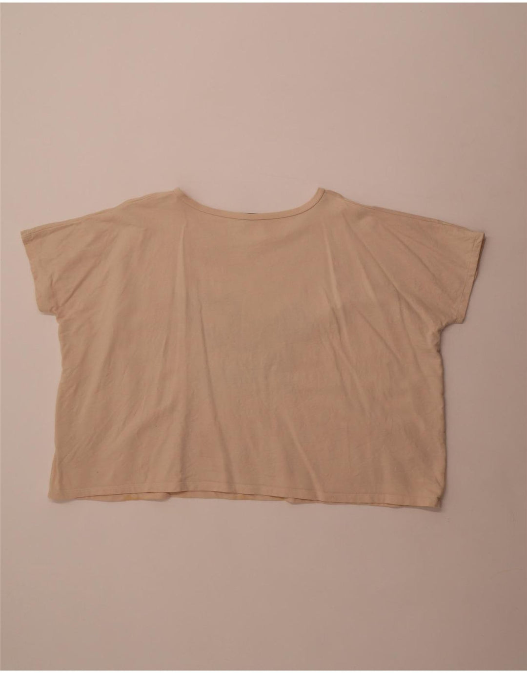 French Connection Womens Crop Graphic T-Shirt Top UK 14 Medium Beige Cotton