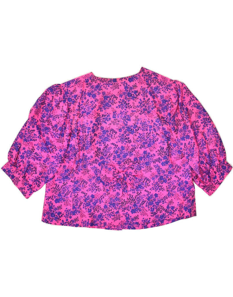 VINTAGE Womens Crop Shirt Blouse UK 16 Large Pink Floral | Vintage Vintage | Thrift | Second-Hand Vintage | Used Clothing | Messina Hembry 