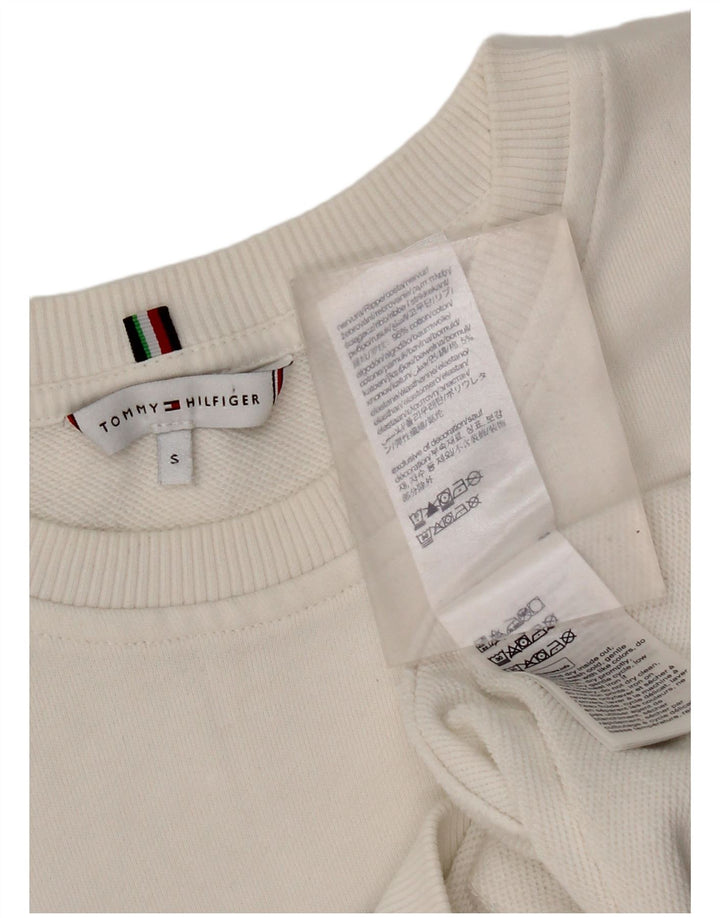 Tommy Hilfiger Womens Graphic Oversized Sweatshirt Jumper UK 10 Small White