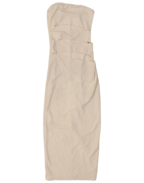 Zara Womens Cut Out Strapless Bodycon Dress UK 12 Medium White