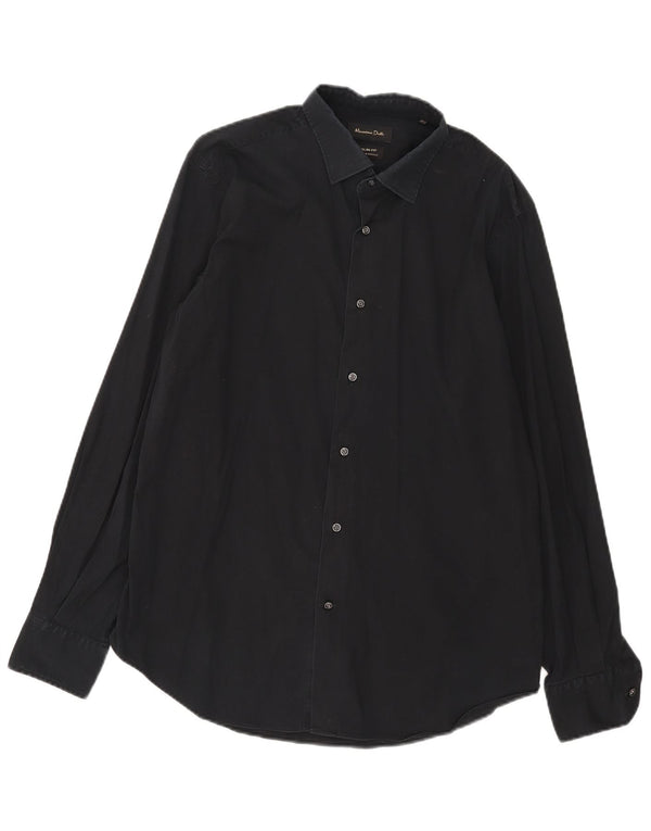 Massimo Dutti Mens Slim Fit Shirt XL Black