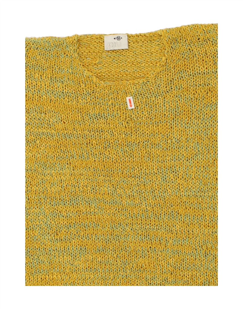 VINTAGE Womens Crop Crew Neck Jumper Sweater UK 12 Medium Yellow Polyamide | Vintage Vintage | Thrift | Second-Hand Vintage | Used Clothing | Messina Hembry 