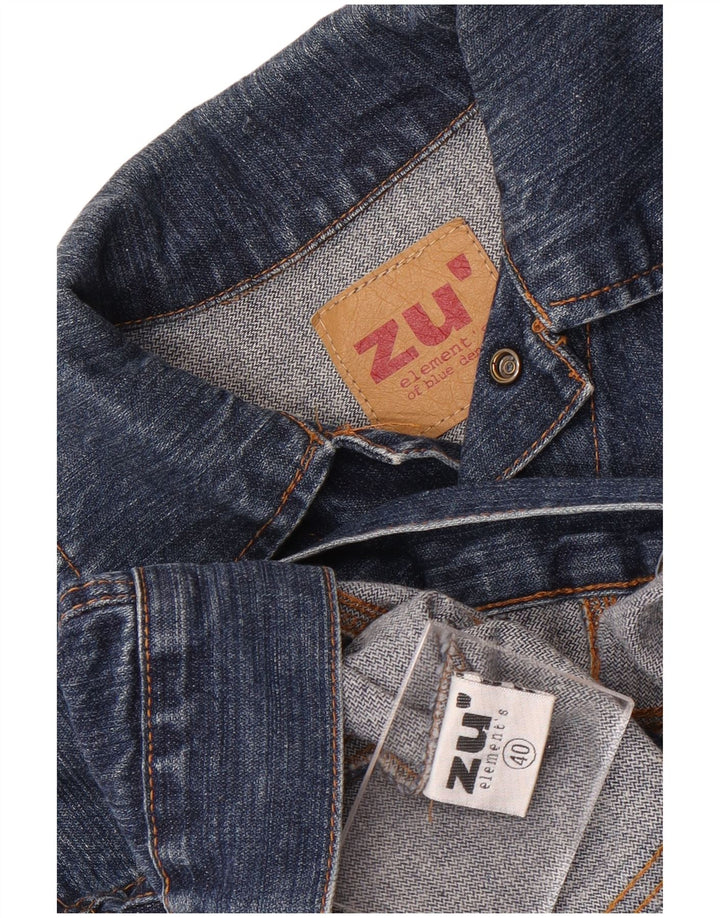 Zu Elements Womens Crop Denim Jacket IT 40 Small Blue Cotton