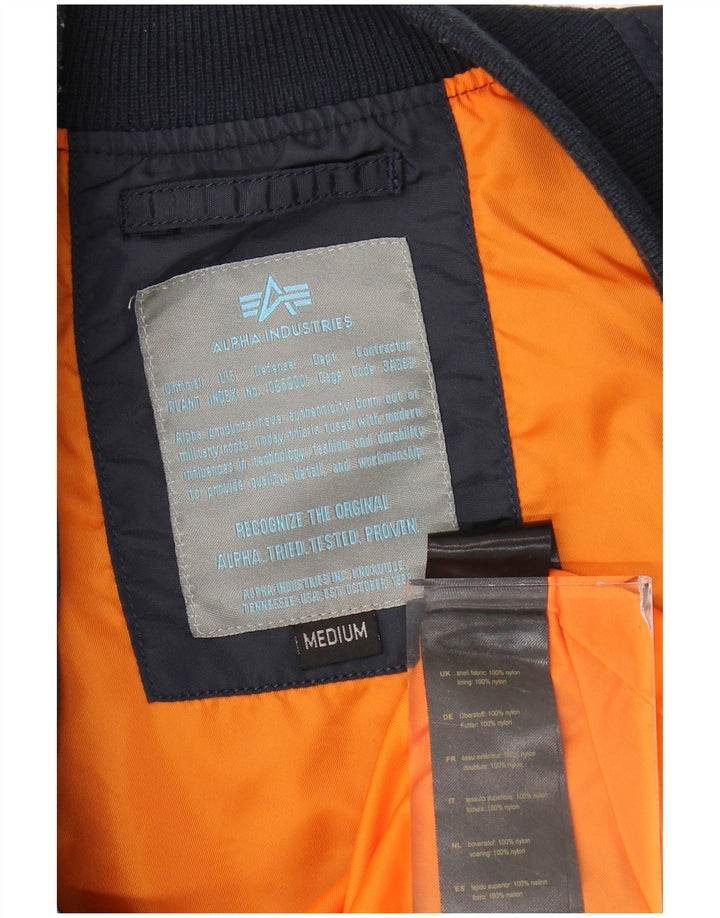 Alpha Industries Mens Overcoat UK 38 Medium Navy Blue Nylon