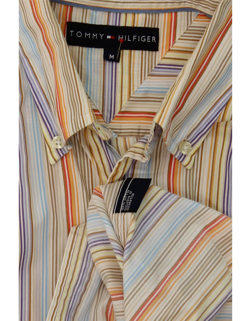 TOMMY HILFIGER Mens Short Sleeve Shirt Medium Multicoloured Striped Cotton Vintage Tommy Hilfiger and Second-Hand Tommy Hilfiger from Messina Hembry 
