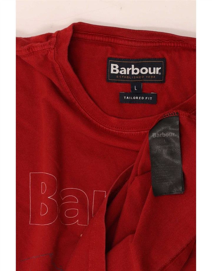 Barbour Mens Tailored Fit Graphic T-Shirt Top Large Red Cotton