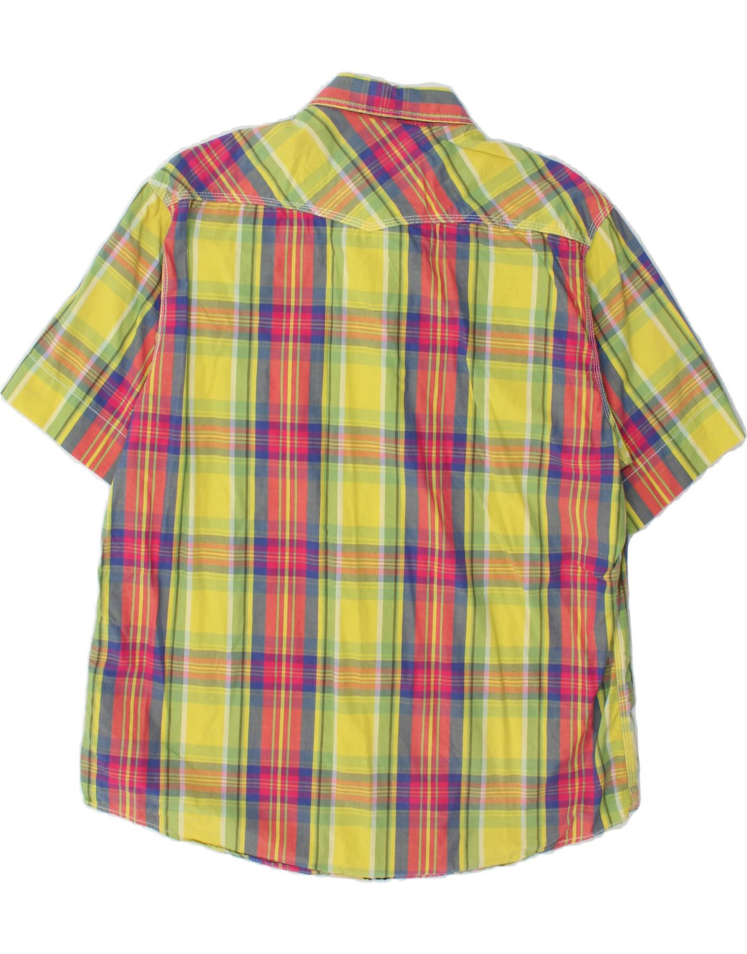 JACK & JONES Mens Short Sleeve Shirt 2XL Yellow Check Cotton Vintage Jack & Jones and Second-Hand Jack & Jones from Messina Hembry 