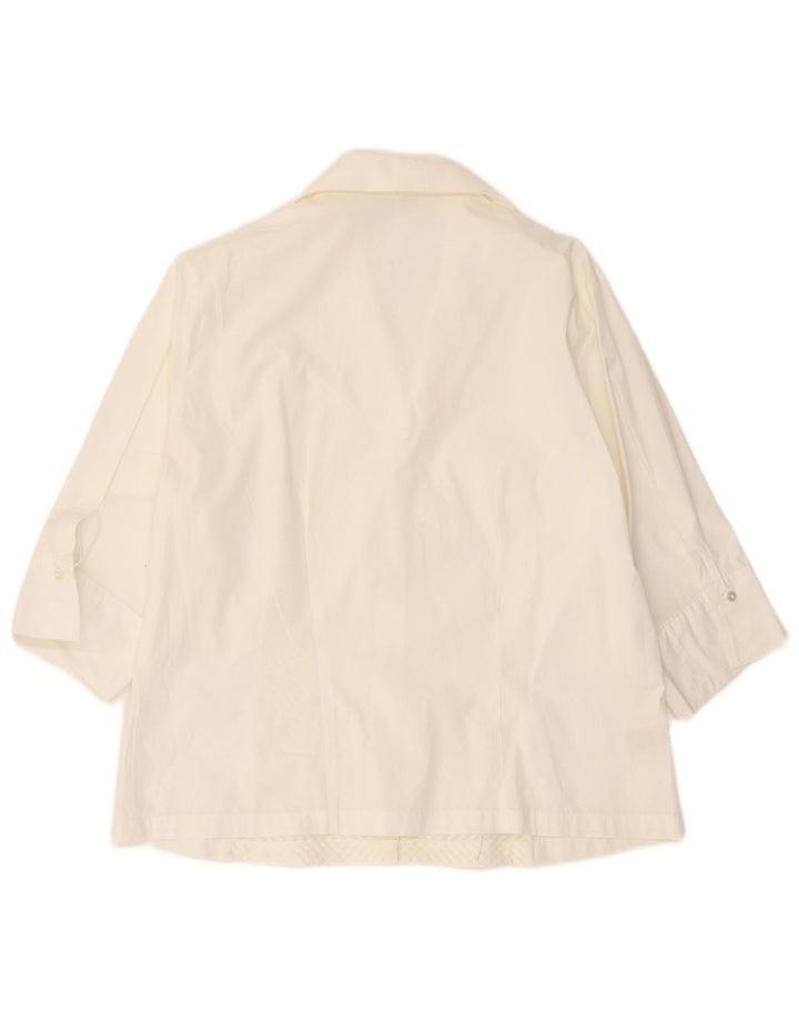 Naracamicie Womens 3/4 Sleeve Shirt US 7 Medium White Striped Cotton