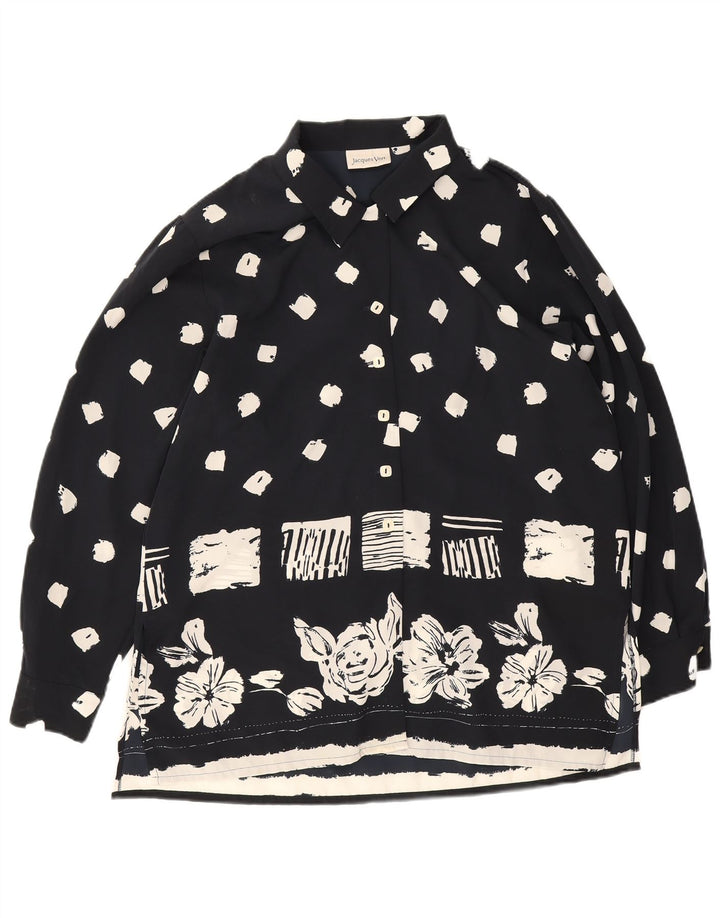 Jaques Vert Womens Oversized Shirt Blouse UK 16 Large Navy Blue Floral