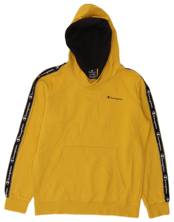 Champion Boys Graphic Hoodie Jumper 13-14 Years XL Yellow Colourblock