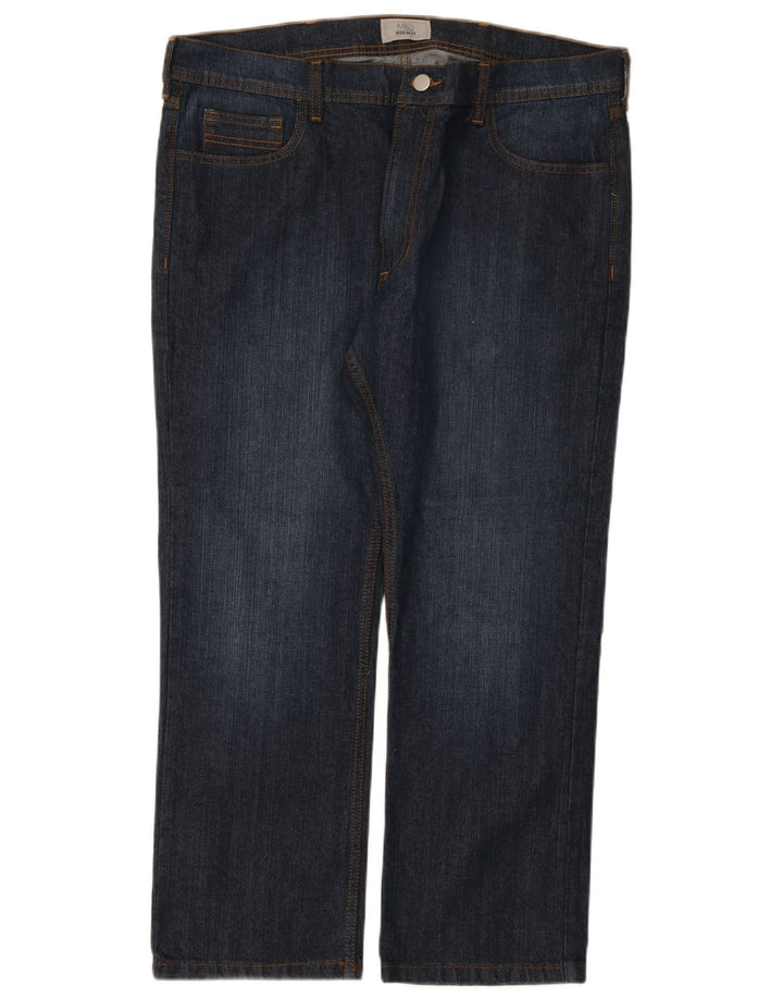 MARKS & SPENCER Mens Regular Fit Straight Jeans W38 L27 Navy Blue