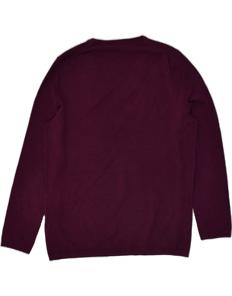 TOMMY HILFIGER Womens V-Neck Jumper Sweater UK 14 Large Maroon Cotton | Vintage Tommy Hilfiger | Thrift | Second-Hand Tommy Hilfiger | Used Clothing | Messina Hembry 