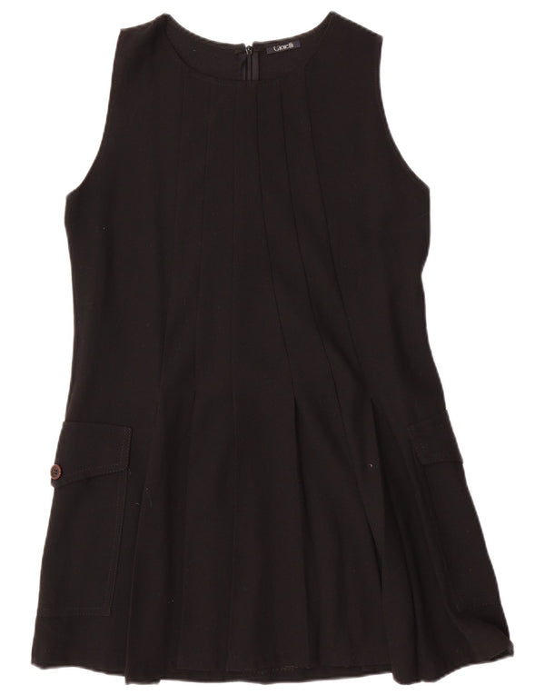 Vintage Womens Sleeveless A-Line Dress UK 12 Medium Black Wool