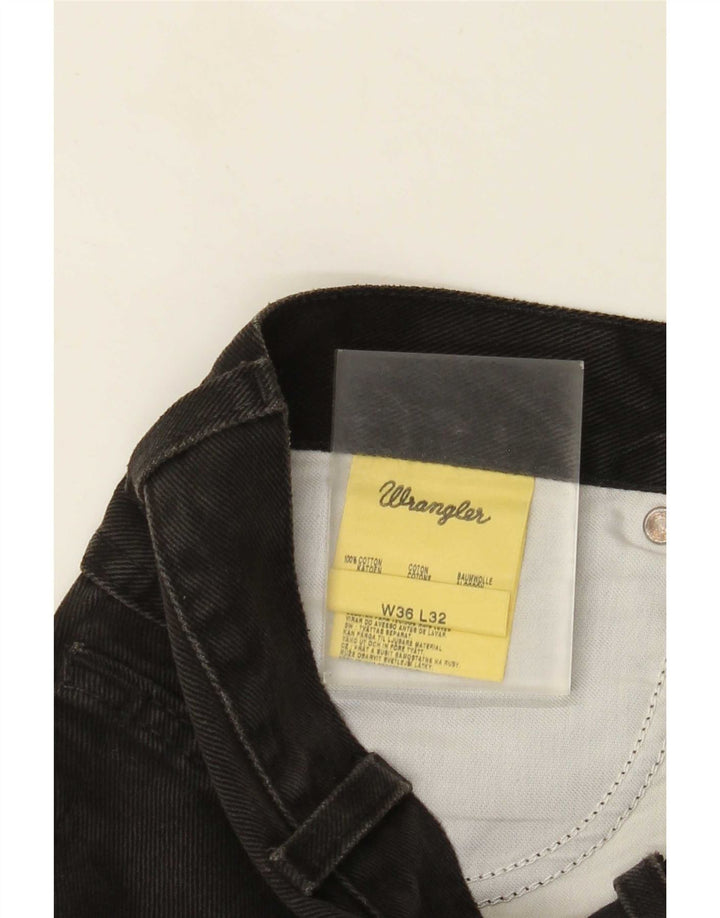 Wrangler Mens Straight Jeans W36 L32 Black Cotton