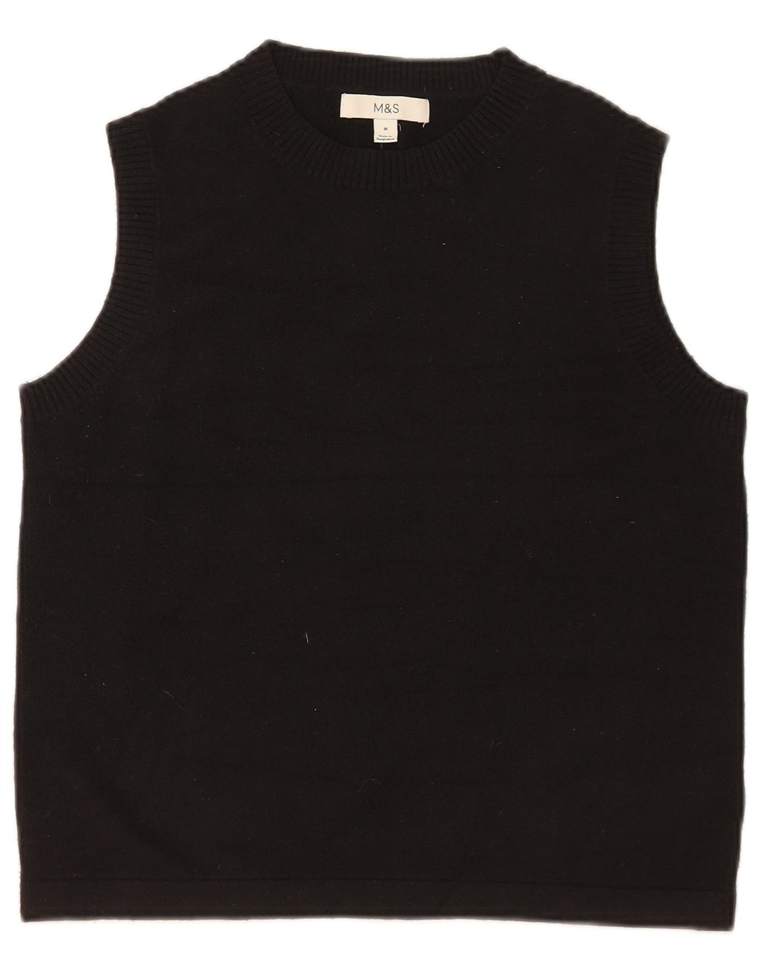 Marks & Spencer Womens Vest Tank Top UK 14 Medium Black Polyester