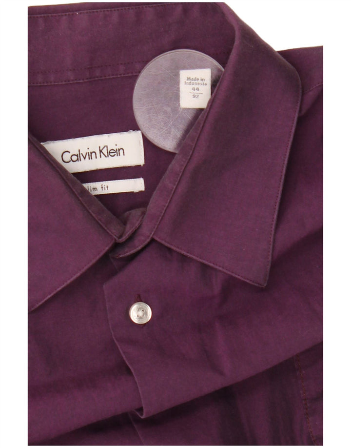 CALVIN KLEIN Mens Slim Fit Shirt Size 44 XL Purple Cotton