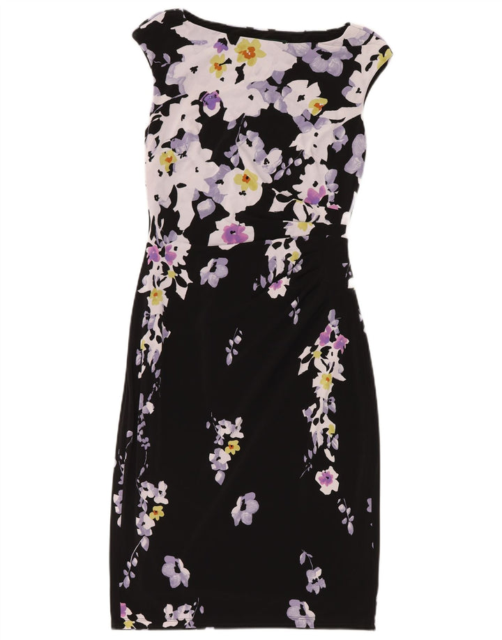 Ralph Lauren Womens Sheath Dress US 4 Small Black Floral Polyester