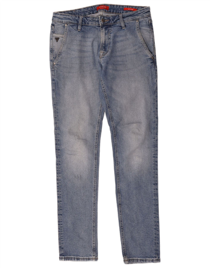 Guess Womens Slim Tapered Jeans W32 L34 Blue Polyester