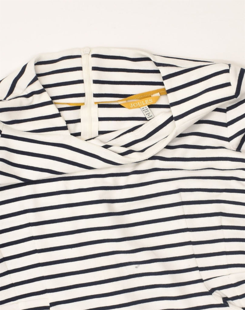 JOULES Womens Sweatshirt Jumper Dress UK 12 Medium White Striped Cotton | Vintage Joules | Thrift | Second-Hand Joules | Used Clothing | Messina Hembry 