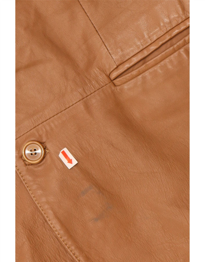VINTAGE Mens 2 Button Leather Blazer Jacket IT 48 Medium Beige Leather