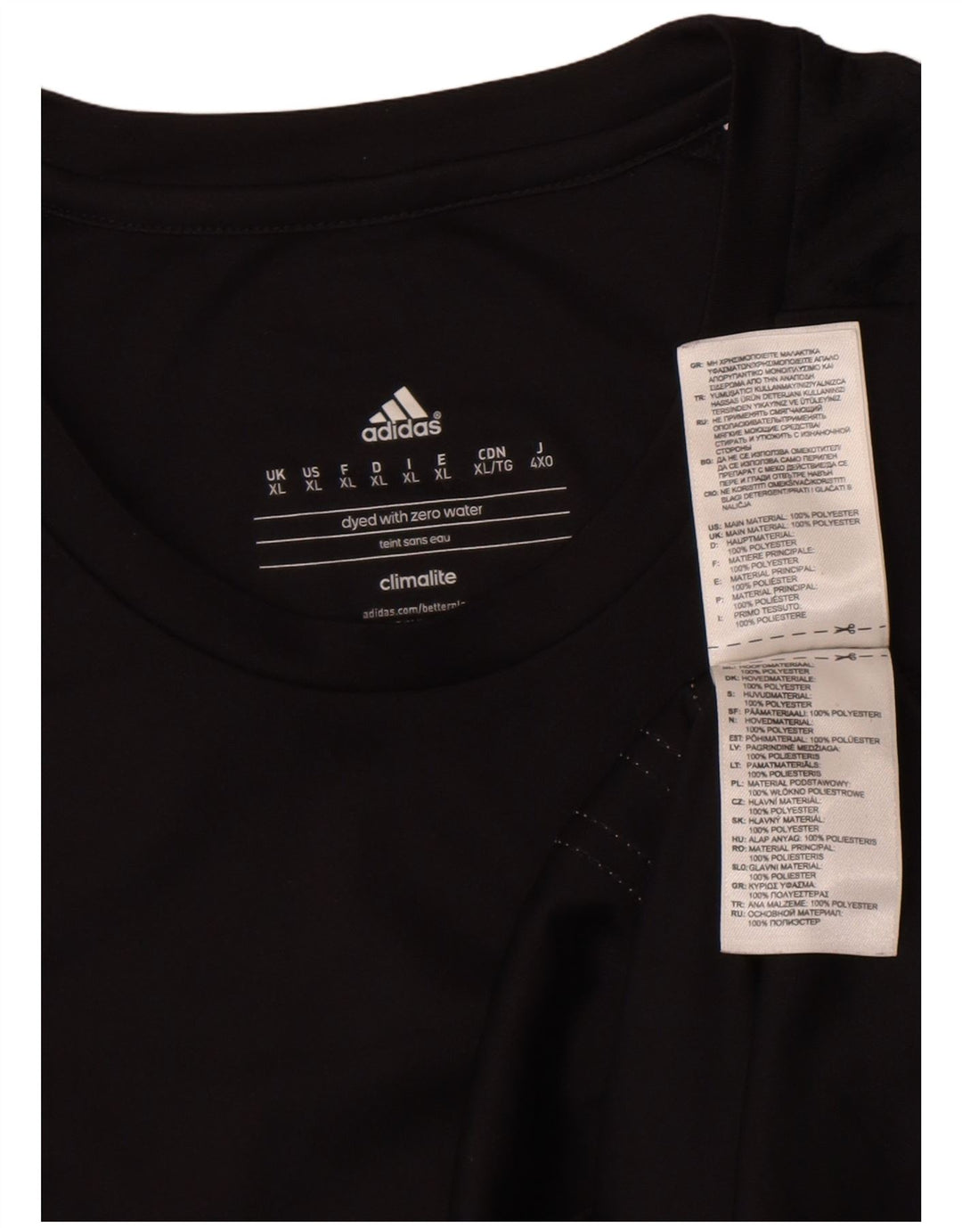 Adidas Mens Climalite T-Shirt Top XL Black Polyester