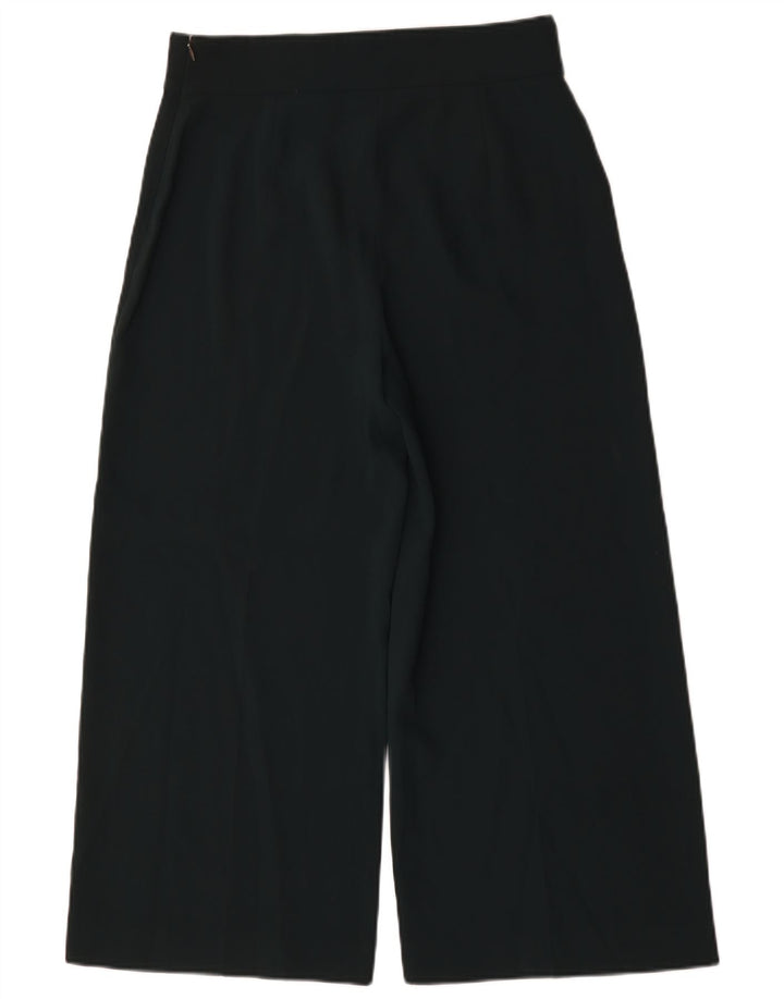 Zara Womens Wide Leg Cropped Trousers Large W30 L26 Green Polyester