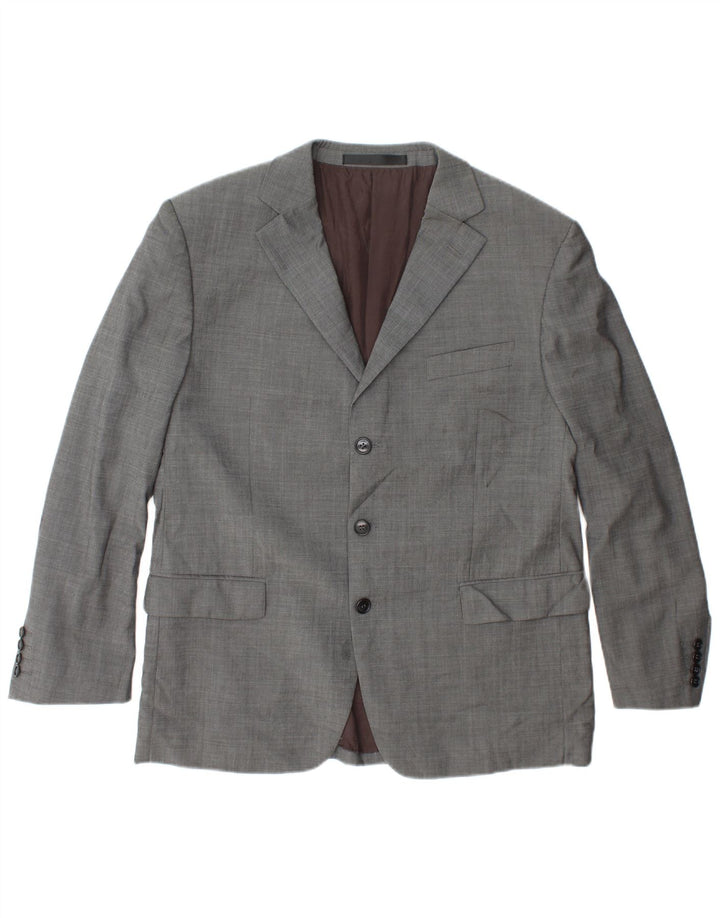 Marks & Spencer Mens 3 Button Blazer Jacket UK 42 Large Grey Wool