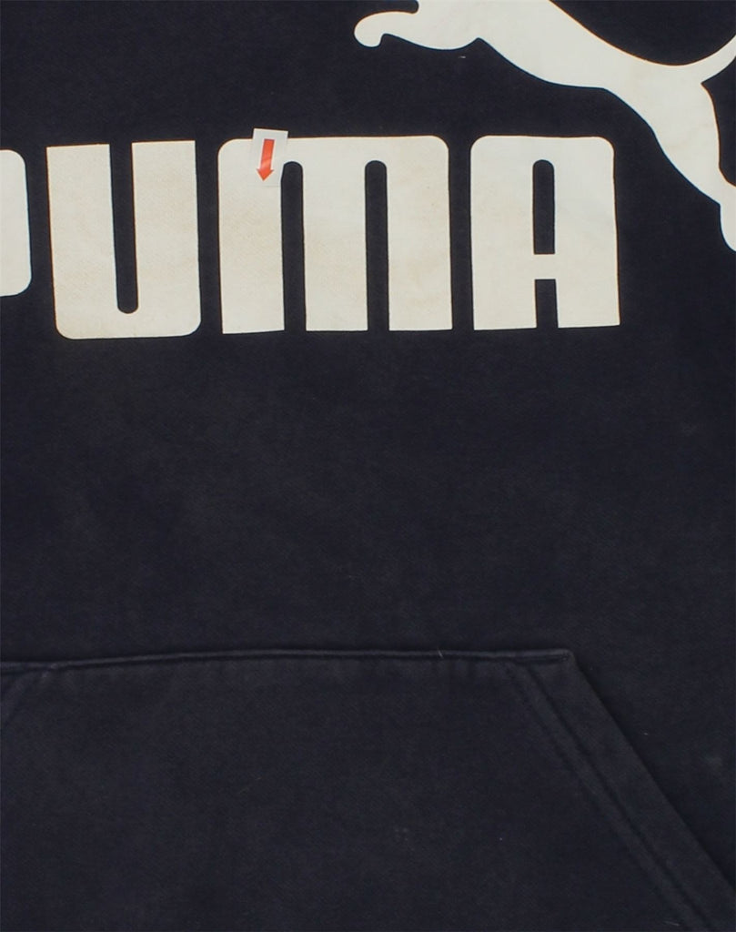 PUMA Boys Graphic Hoodie Jumper 13-14 Years Navy Blue Cotton | Vintage Puma | Thrift | Second-Hand Puma | Used Clothing | Messina Hembry 