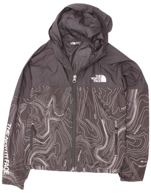 The North Face Boys Graphic Hooded Rain Jacket 7-8 Years Small Black