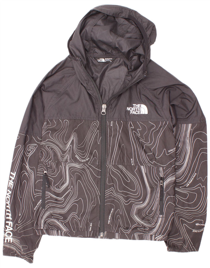 The North Face Boys Graphic Hooded Rain Jacket 7-8 Years Small Black