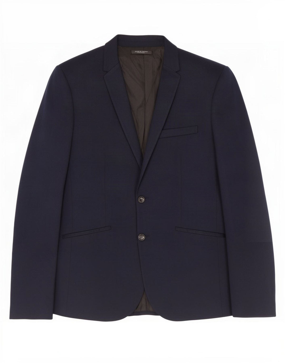 Zara Mens 2 Button Blazer Jacket UK 42 XL Navy Blue Cotton