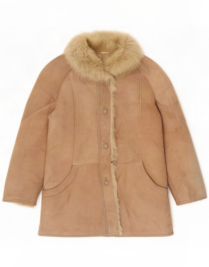 Vintage Womens Shearling Jacket IT 46 Large Beige
