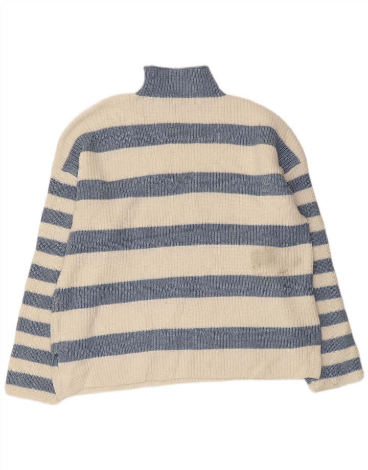 Marks & Spencer Womens Turtle Neck Jumper Sweater UK 18 XL White Striped